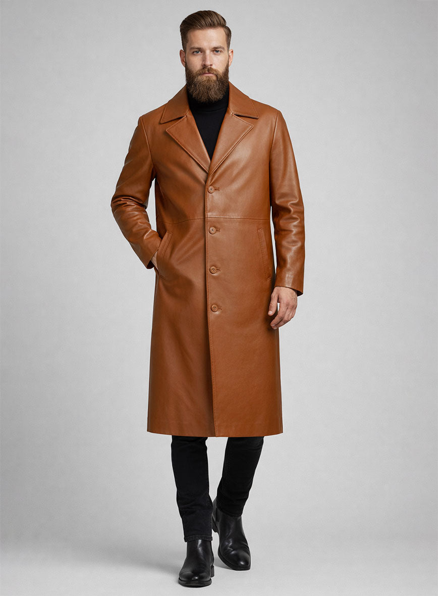 Terrain Brown Leather Long Coat #202