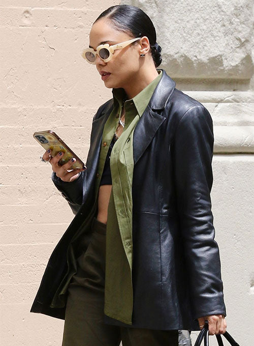 Tessa Thompson Leather Blazer - LeatherCult