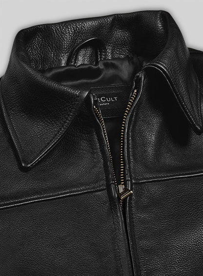 Thick Goat Black Washed and Wax Johnny Depp Leather Jacket #3