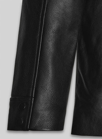 Thick Goat Black Washed and Wax Johnny Depp Leather Jacket #3