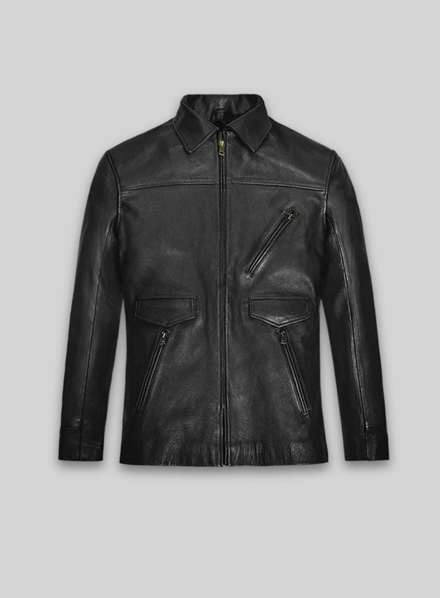 Thick Goat Black Washed and Wax Johnny Depp Leather Jacket #3