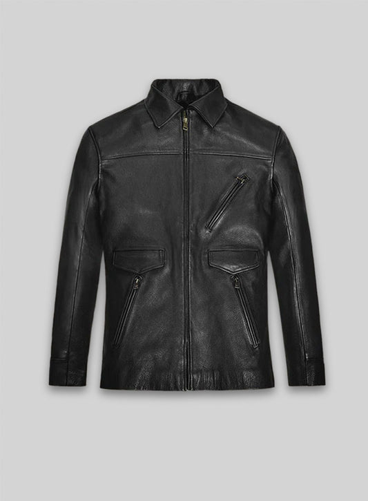 Thick Goat Black Washed and Wax Johnny Depp Leather Jacket #3