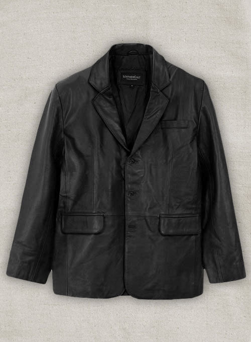 Thick Goat Black Leather Blazer - 48 Regular - LeatherCult