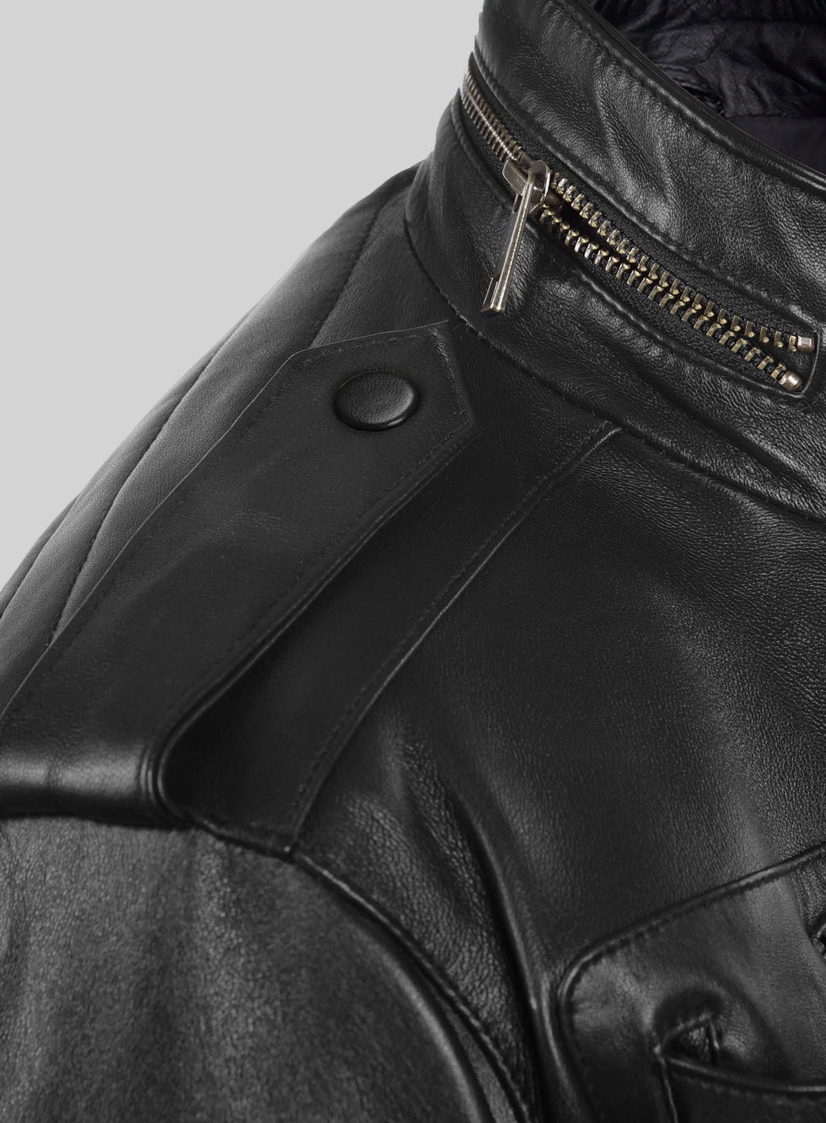 Thick Black Leather Jacket # 641
