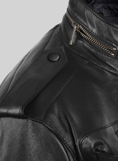 Thick Black Leather Jacket # 641