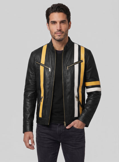 Thick Black Leather Jacket # 97