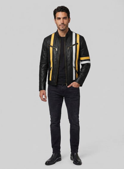 Thick Black Leather Jacket # 97