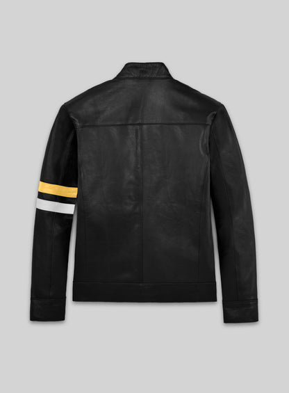 Thick Black Leather Jacket # 97