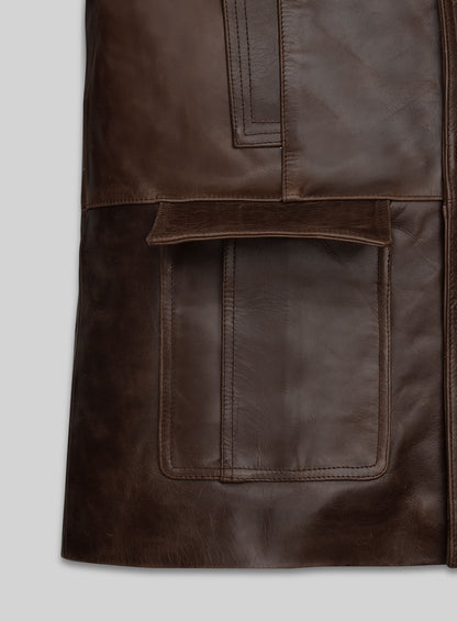 Thick Dark Espresso Johnny Depp Donnie Brasco Leather Blazer