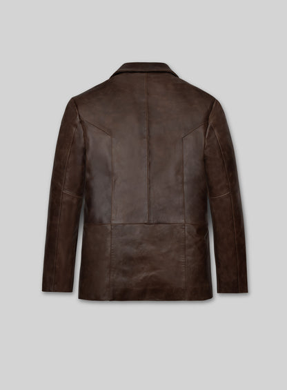 Thick Dark Espresso Johnny Depp Donnie Brasco Leather Blazer