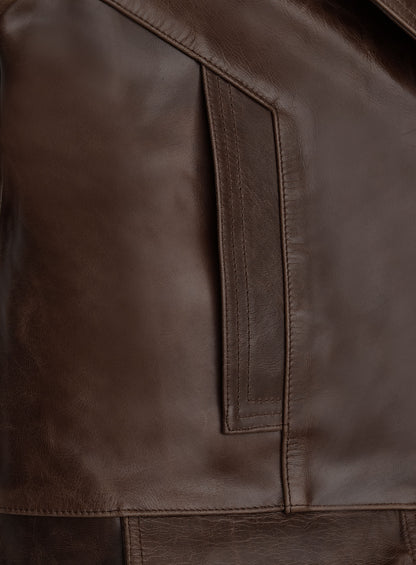 Thick Dark Espresso Johnny Depp Donnie Brasco Leather Blazer