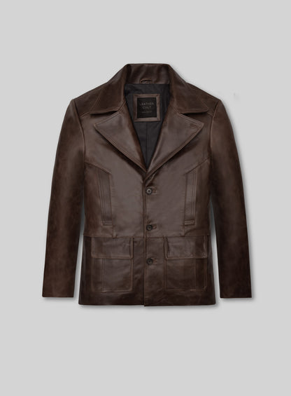 Thick Dark Espresso Johnny Depp Donnie Brasco Leather Blazer
