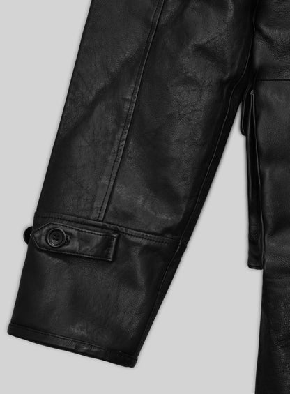 Thick Goat Black Washed & Wax Tom Hardy Leather Coat