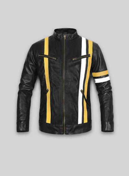 Thick Black Leather Jacket # 97