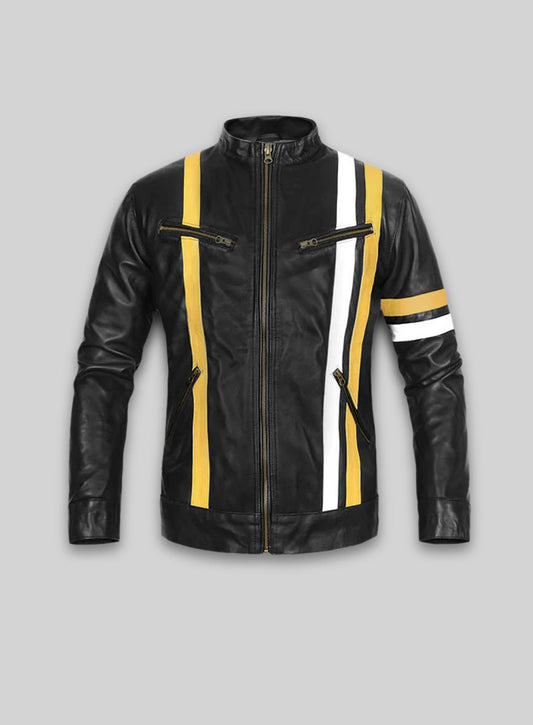 Thick Black Leather Jacket # 97