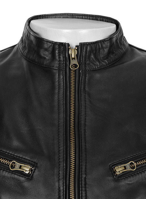 Thick Black Leather Jacket # 97 - LeatherCult