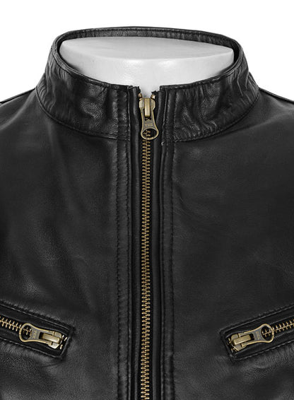 Thick Black Leather Jacket # 97 - LeatherCult