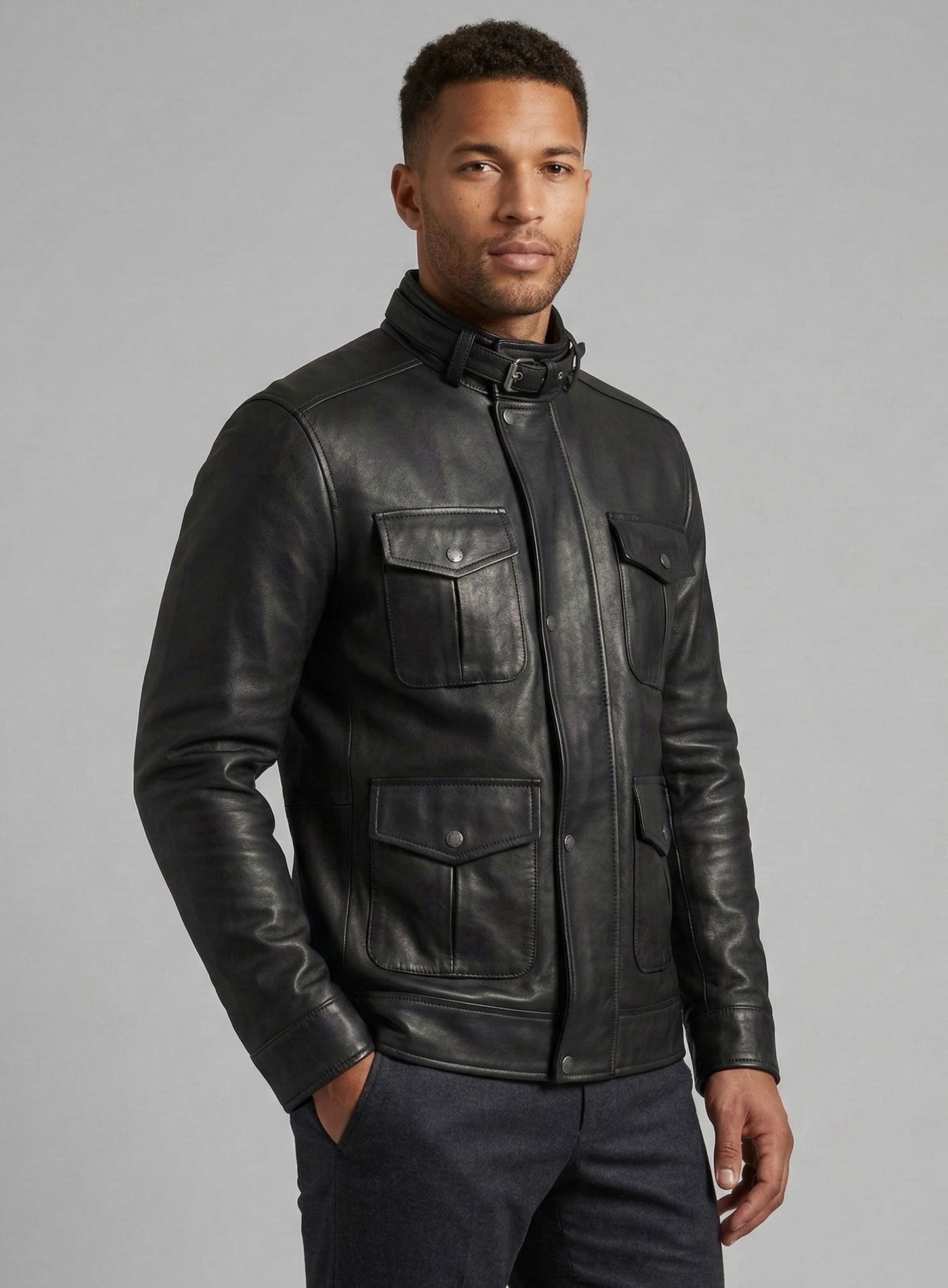Thick Black Rafael Nadal Leather Jacket
