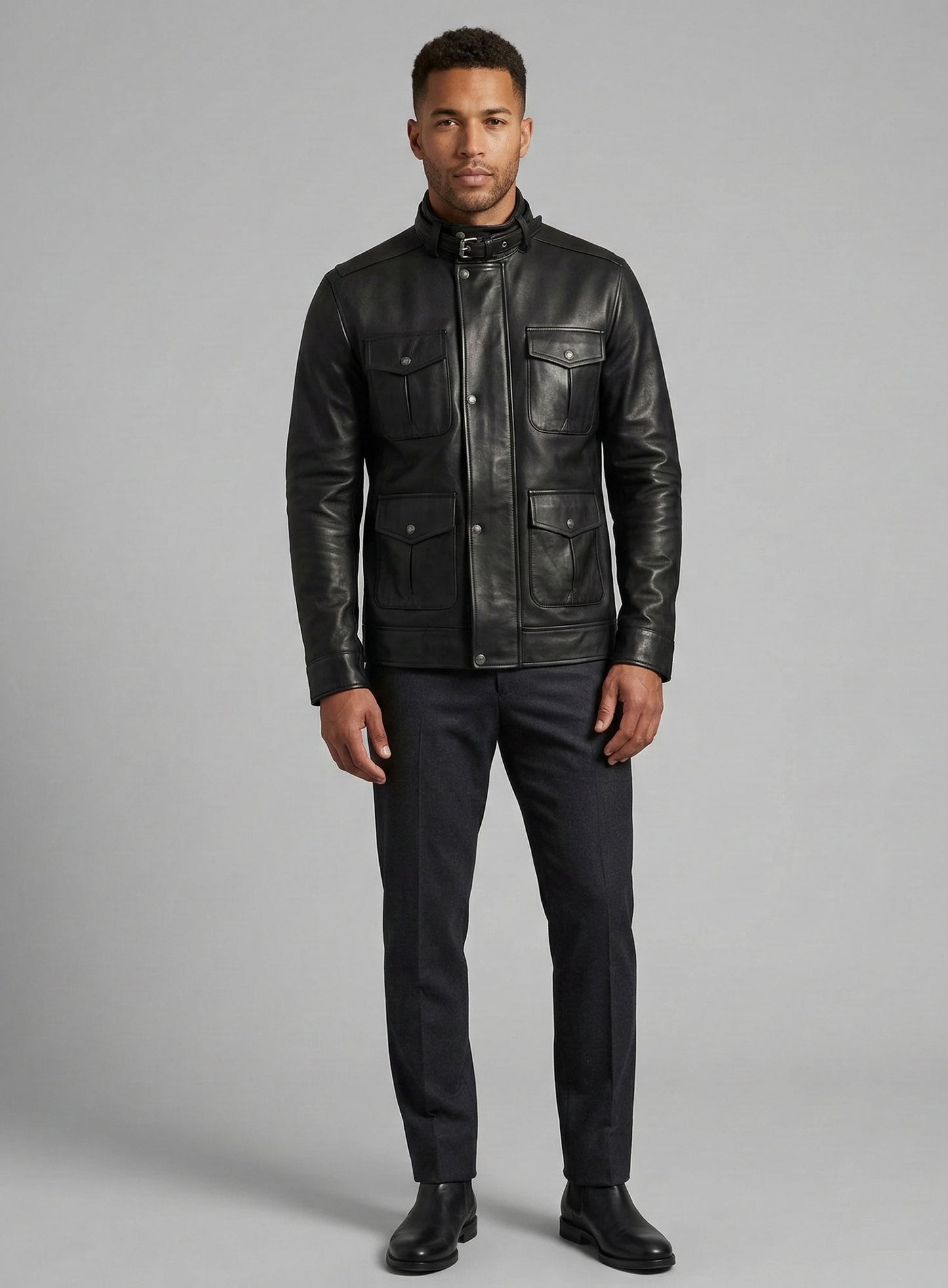 Thick Black Rafael Nadal Leather Jacket