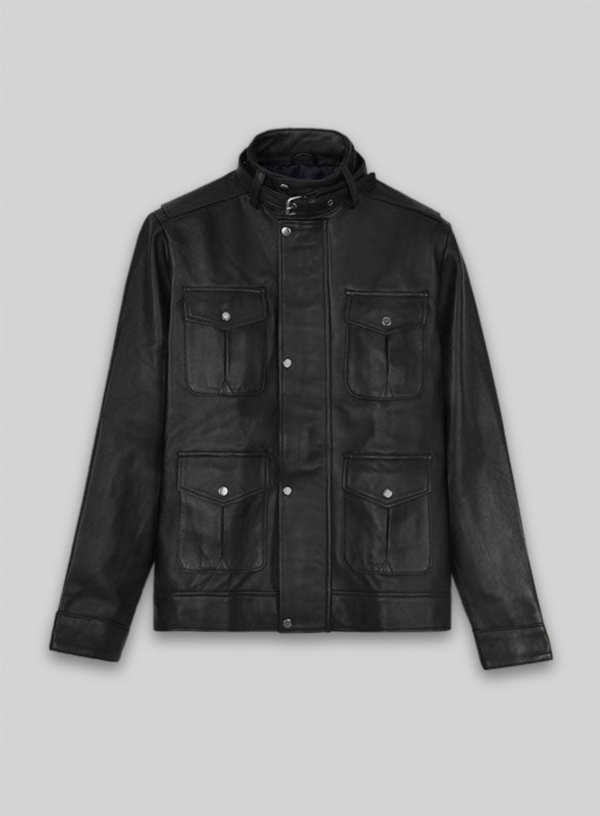 Thick Black Rafael Nadal Leather Jacket