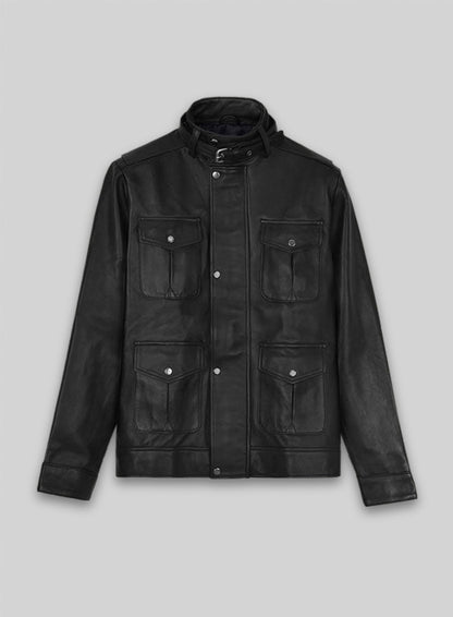 Thick Black Rafael Nadal Leather Jacket