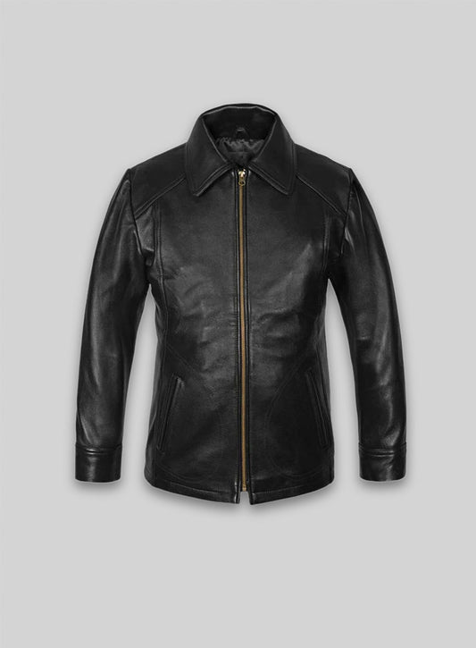 Thick Black Joseph Levitt Inception Leather Jacket