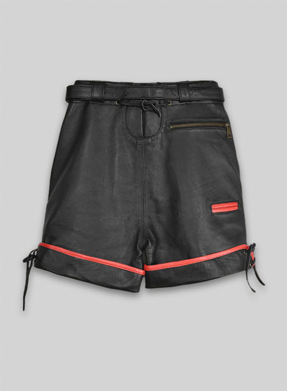 Thick Black Leather Cargo Shorts Style # 364
