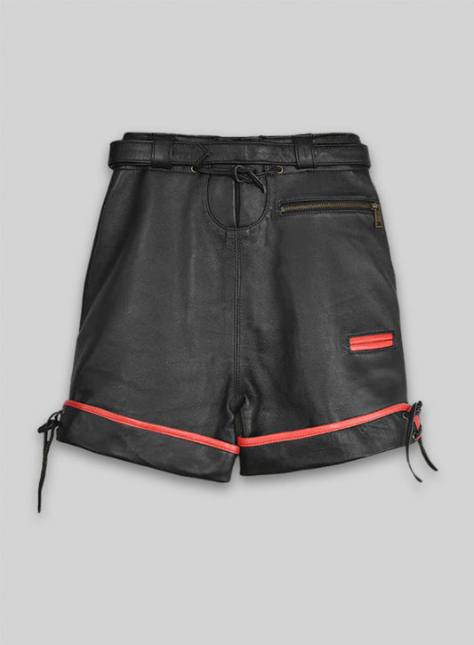 Thick Black Leather Cargo Shorts Style # 364