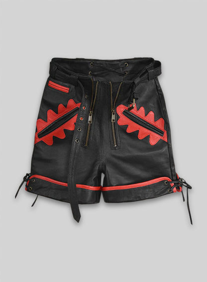 Thick Black Leather Cargo Shorts Style # 364