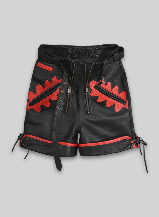 Thick Black Leather Cargo Shorts Style # 364