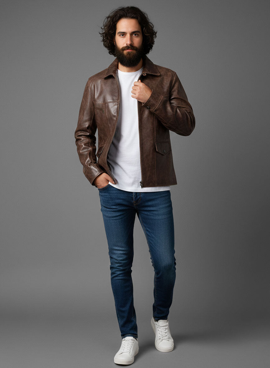 Thick Dark Espresso Johnny Depp Leather Jacket #1