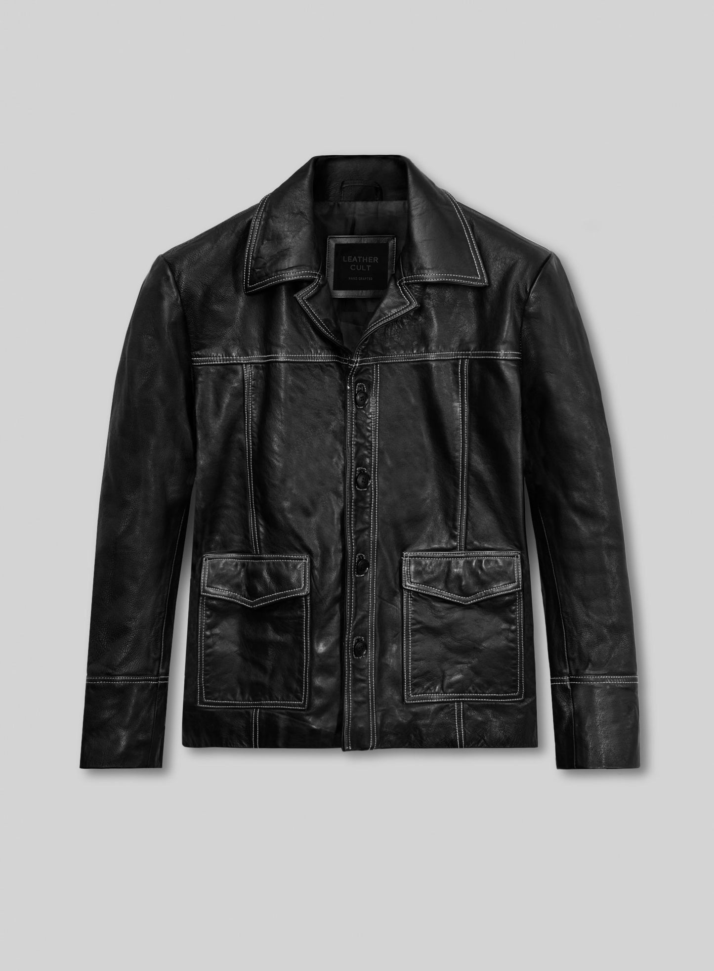 Thick Goat Black Brad Pitt Fight Club Leather Jacket