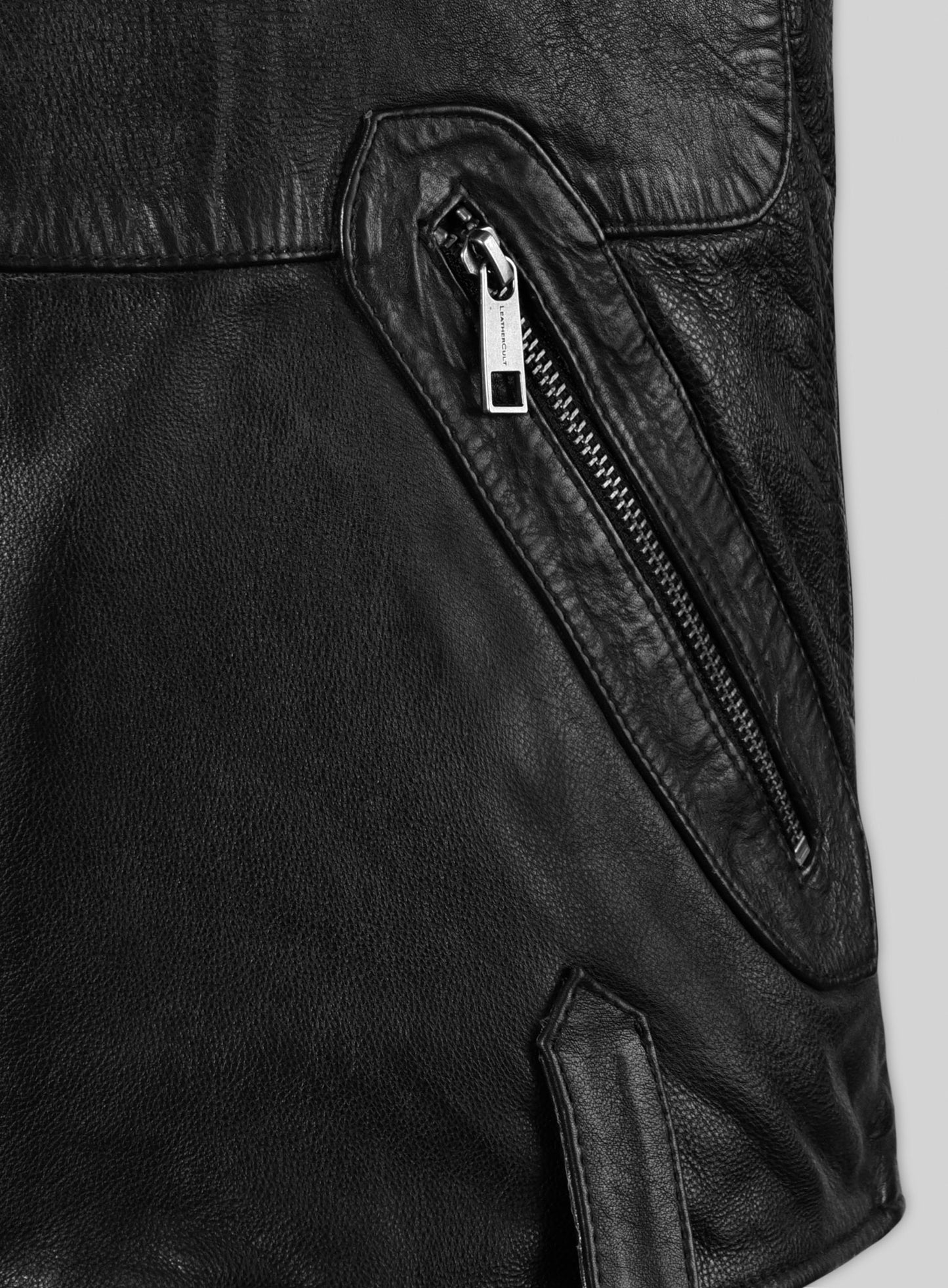 Thick Goat Black Washed & Wax David Leather Jacket