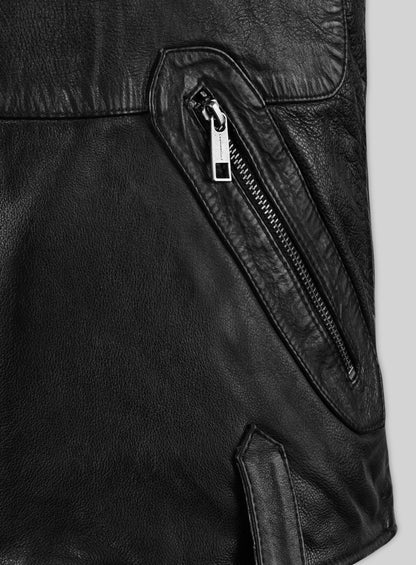 Thick Goat Black Washed & Wax David Leather Jacket