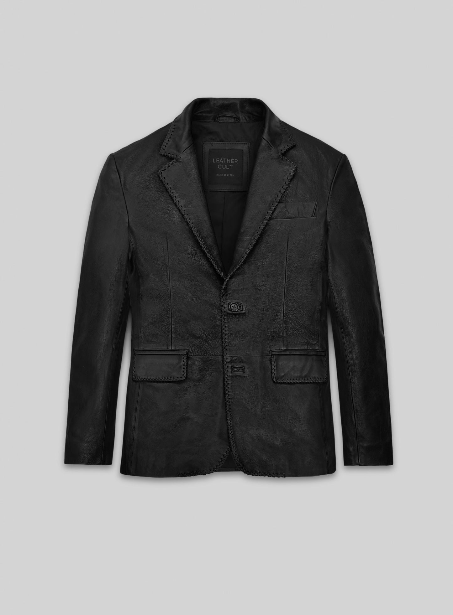 Thick Goat Black Washed & Wax Medieval Leather Blazer