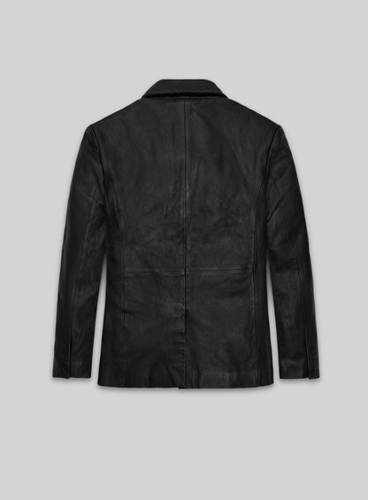 Thick Goat Black Washed & Wax Medieval Leather Blazer