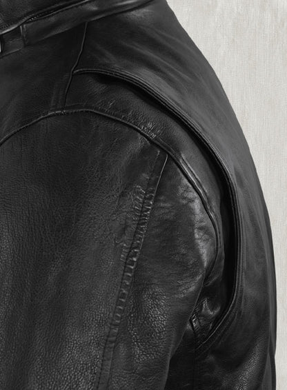 Black Military M-65 Hood Leather Jacket - LeatherCult
