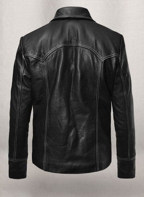 Thick Goat Black Brad Pitt Fight Club Leather Jacket - LeatherCult