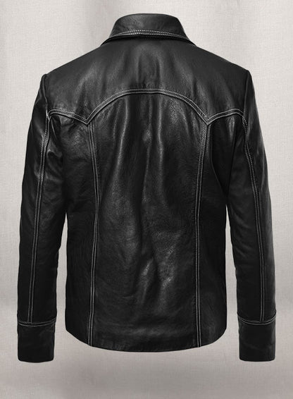 Thick Goat Black Brad Pitt Fight Club Leather Jacket - LeatherCult