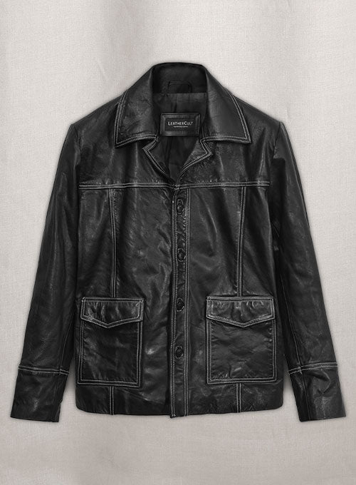 Thick Goat Black Brad Pitt Fight Club Leather Jacket - LeatherCult