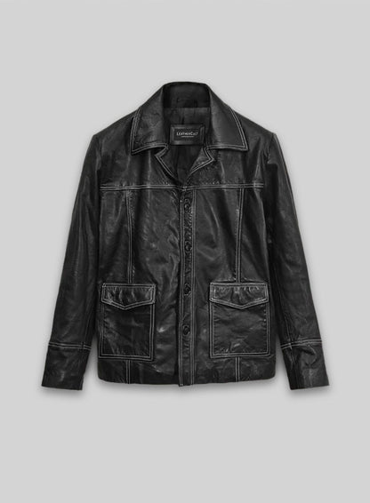 Thick Goat Black Brad Pitt Fight Club Leather Jacket