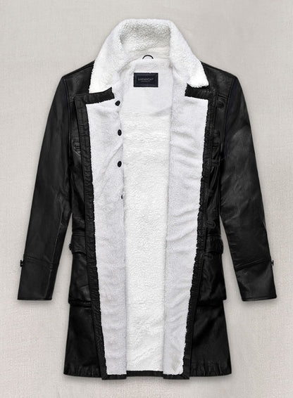 Thick Goat Black Washed & Wax Tom Hardy Leather Coat - LeatherCult