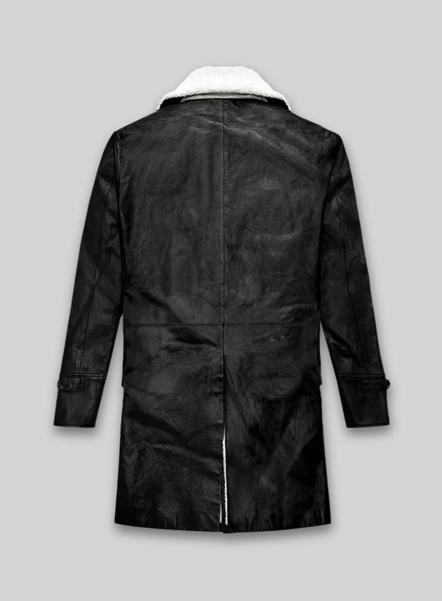 Thick Goat Black Washed & Wax Tom Hardy Leather Coat