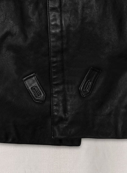 Thick Goat Black Washed & Wax Tom Hardy Leather Coat - LeatherCult