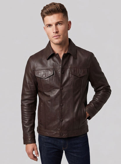 Thick Goat Brown Washed & Wax Tom Holland Leather Jacket