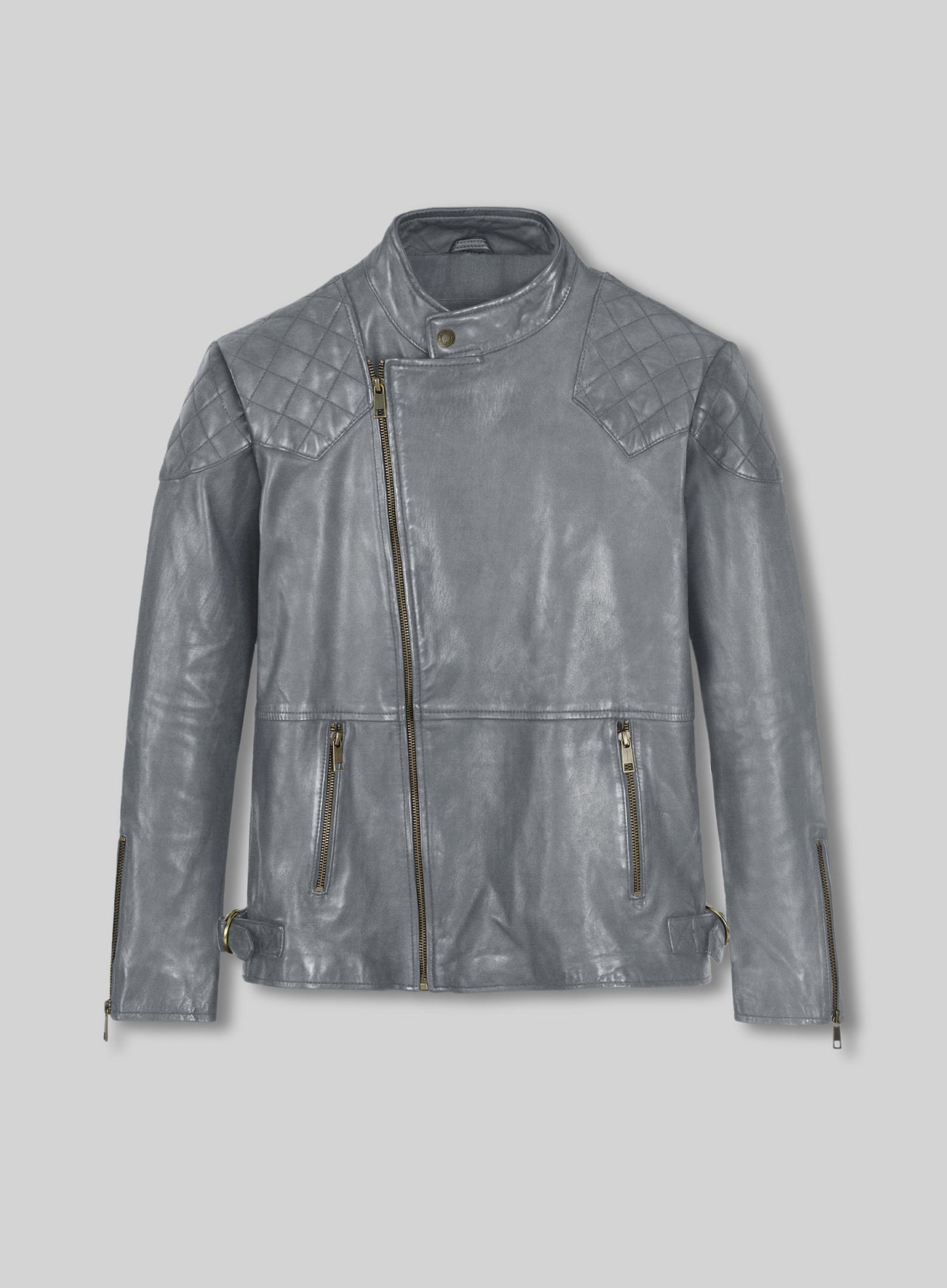 Thick Goat Gray Washed & Wax Leather Jacket #613