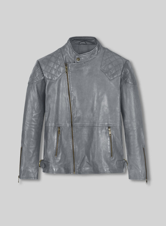 Thick Goat Gray Washed & Wax Leather Jacket #613