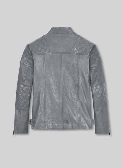 Thick Goat Gray Washed & Wax Leather Jacket #613
