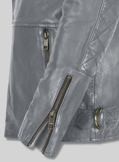 Thick Goat Gray Washed & Wax Leather Jacket #613