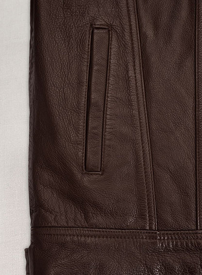 Thick Goat Brown Washed & Wax Tom Holland Leather Jacket - LeatherCult